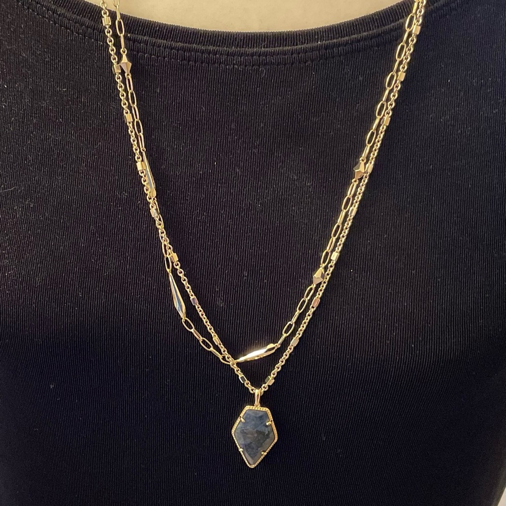 Kendra Scott Framed Tessa Multi Strand Necklace - NWT - Blue Lapis - Picture 5 of 14